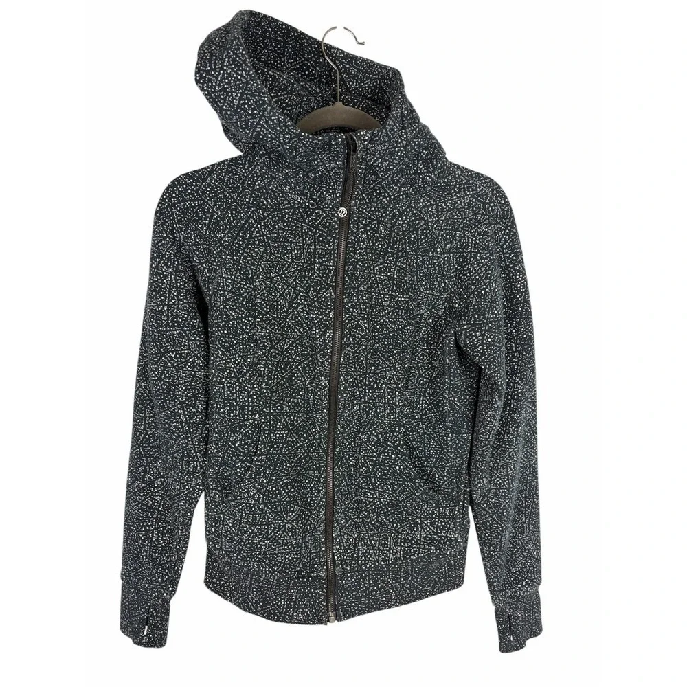 Lululemon Scuba Hoodie 4 Night View White Black Cotton Fleece Full Zip